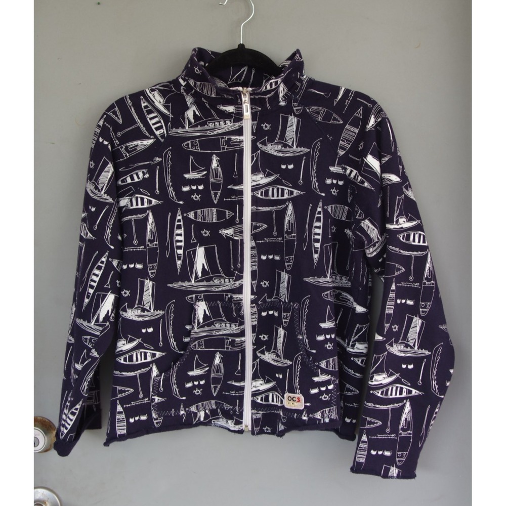 Vintage 90s Coastal Grandma Nautical Oleg‎ Cassini Sport AOP Jacket EUC